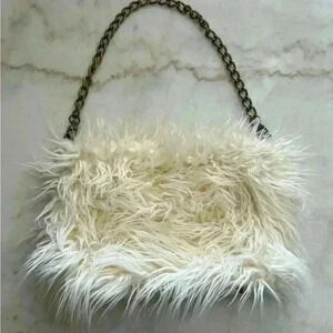 Donna Salyer Fabulous Furs Faux Funky Mohair Shoulder Bag With Gold Chain Handle